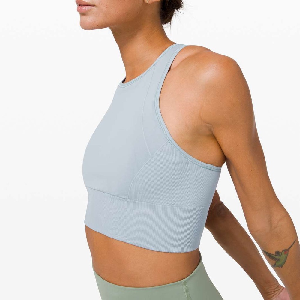 Lululemon Ebb to Train Razorback Sports Bra Chambray